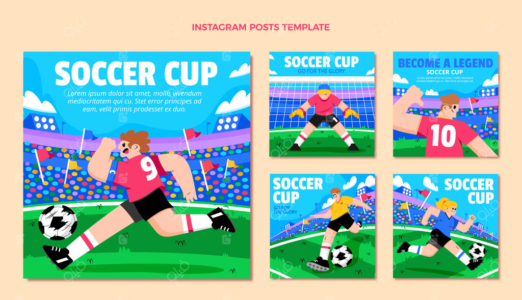 پست‌های اینستاگرامی جام فوتبال با طراحی دستی