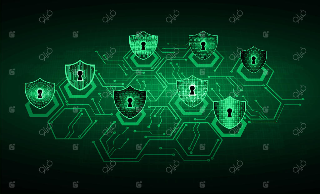 قفل بسته در پس‌زمینه دیجیتال، امنیت سایبری