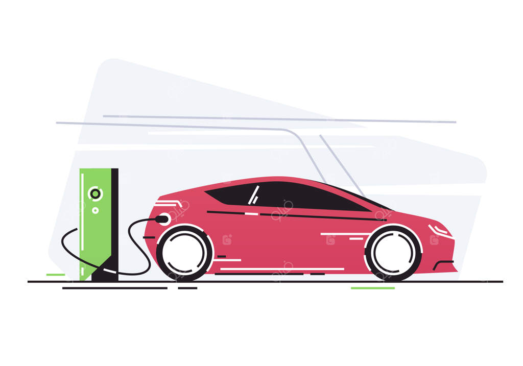 خودروی برقی در ایستگاه شارژ وسایل نقلیه.