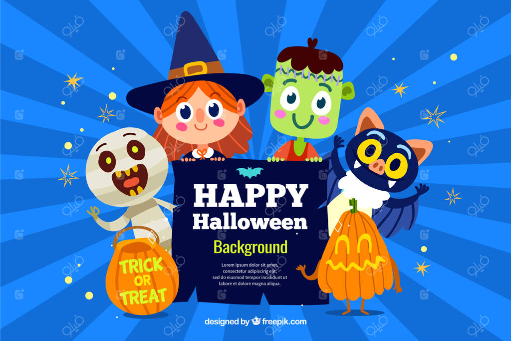 پس‌زمینه هالووین با لباس‌های زیبا