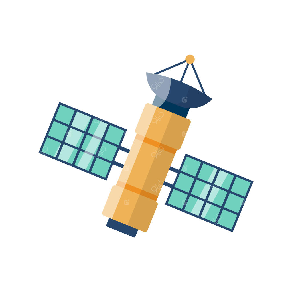 آیکون تخت ماهواره کارتونی با صفحات خورشیدی