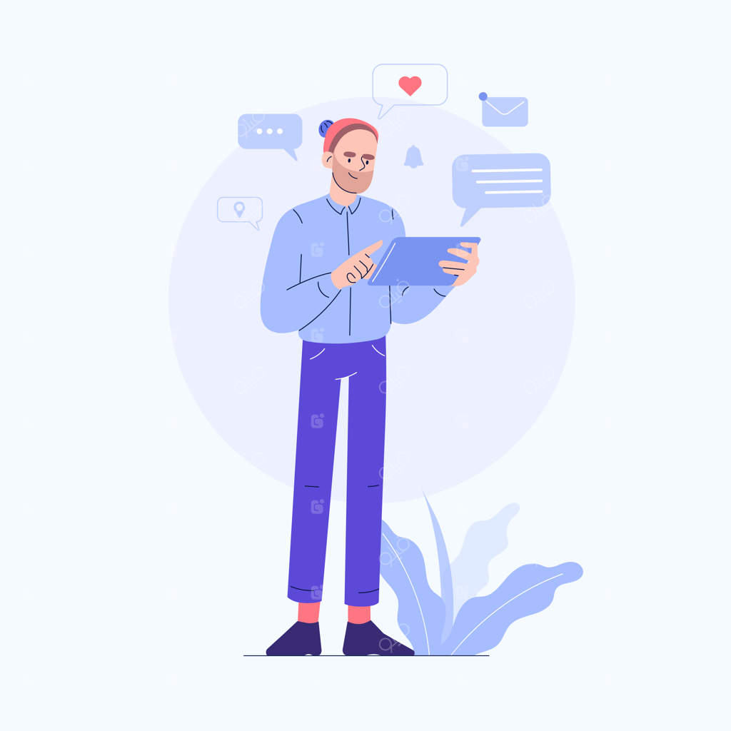 مردی در حال استفاده از تبلت