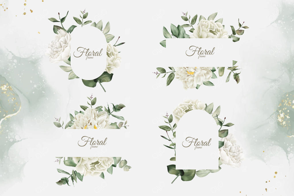 مجموعه طراحی قاب‌های آبرنگی واقع‌گرایانه برای مراسم ازدواج و کاربری‌های مختلف