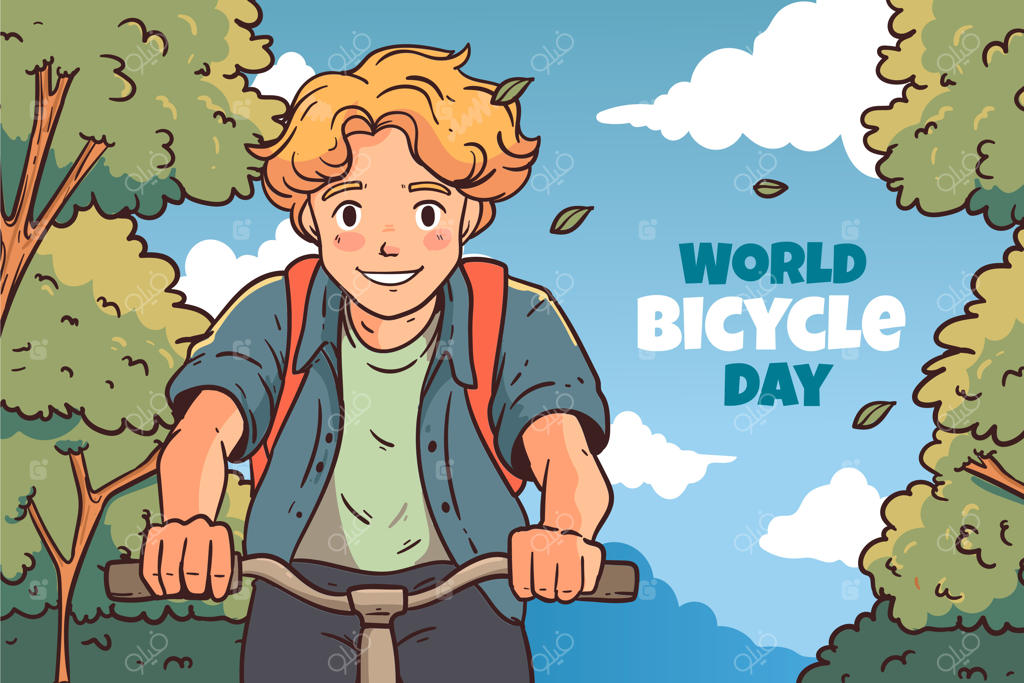 پیش‌زمینه‌ای با دست‌کشیده برای روز جهانی دوچرخه‌سواری