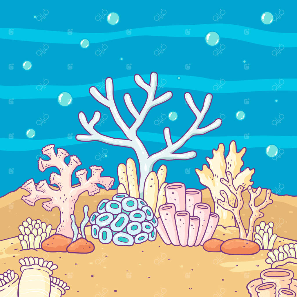 تصویرسازی دستی سفیدشدگی مرجان‌ها