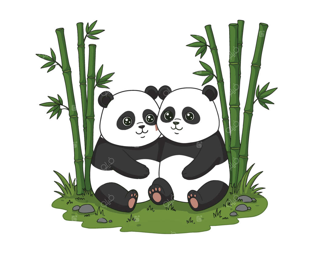 پاندای کارتونی بامزه در یک باغ بامبو - تصویر دلنشین حیات وحش