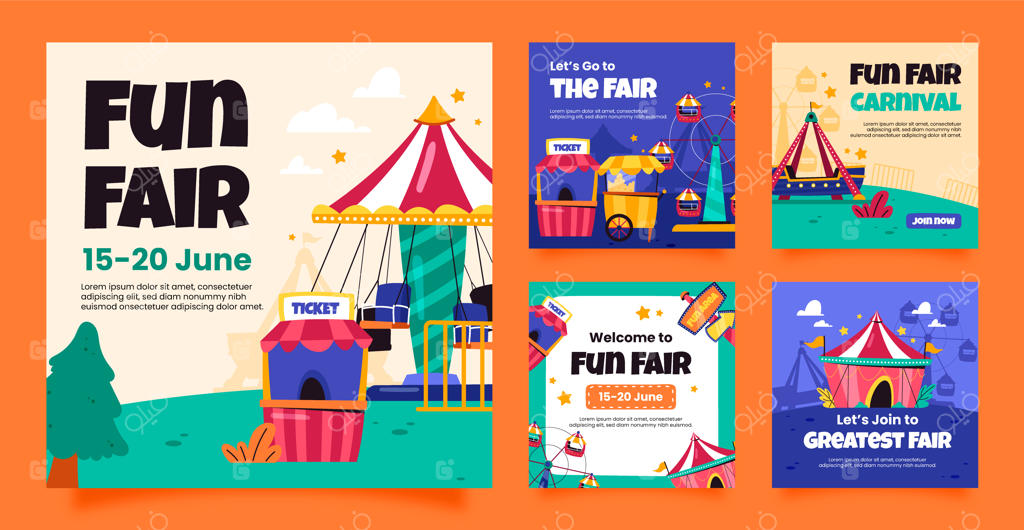 مجموعه پست‌های اینستاگرام تخت برای شهربازی