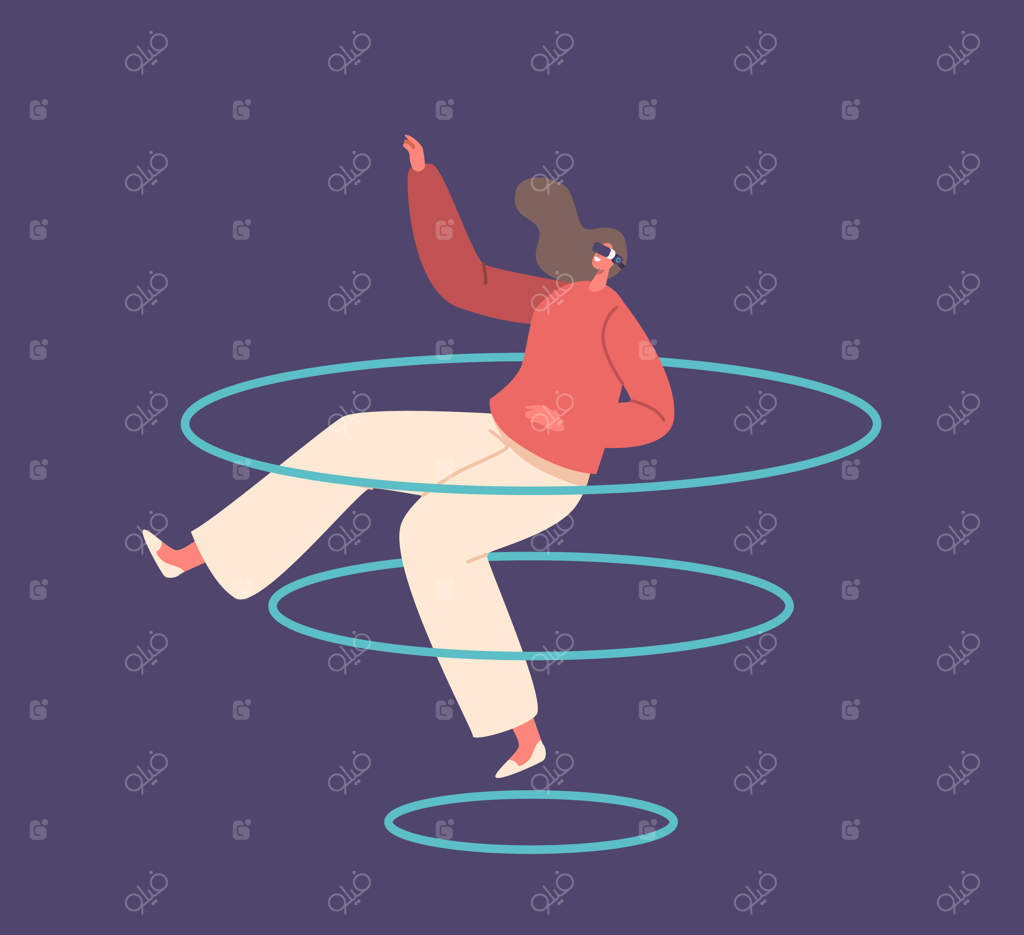 زن جوان در فضای مجازی متاورس با عینک و هدست واقعیت مجازی