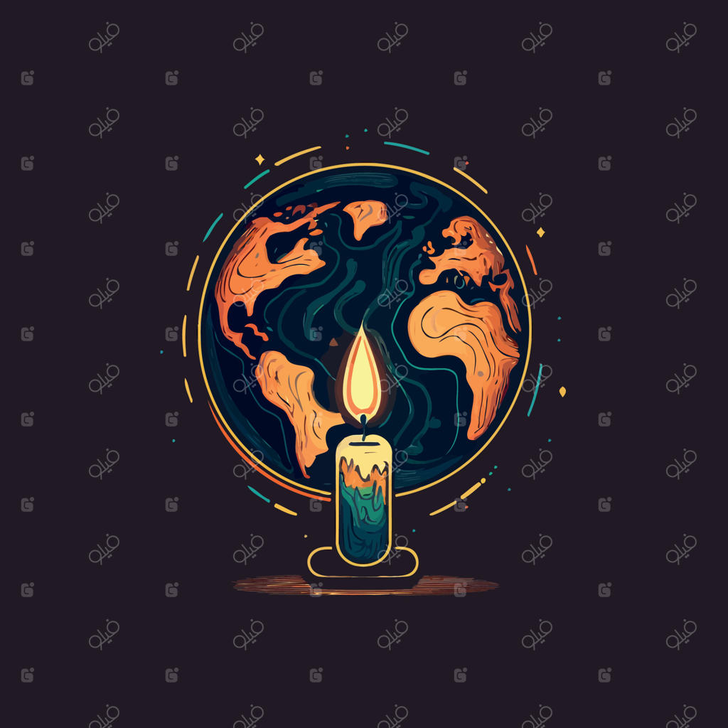 کره زمین و شمع روشن؛ نماد کمپین ساعت زمین و مقابله با تغییرات اقلیمی