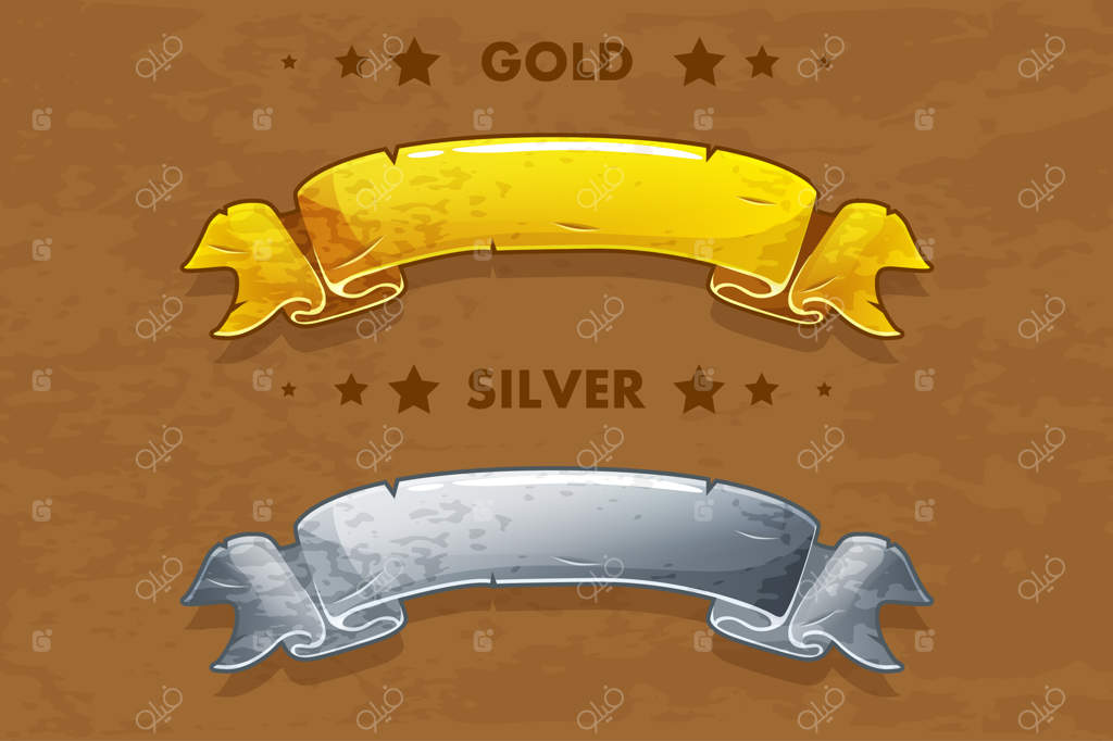 تصاویر کارتونی نوارهای طلایی و نقره‌ای