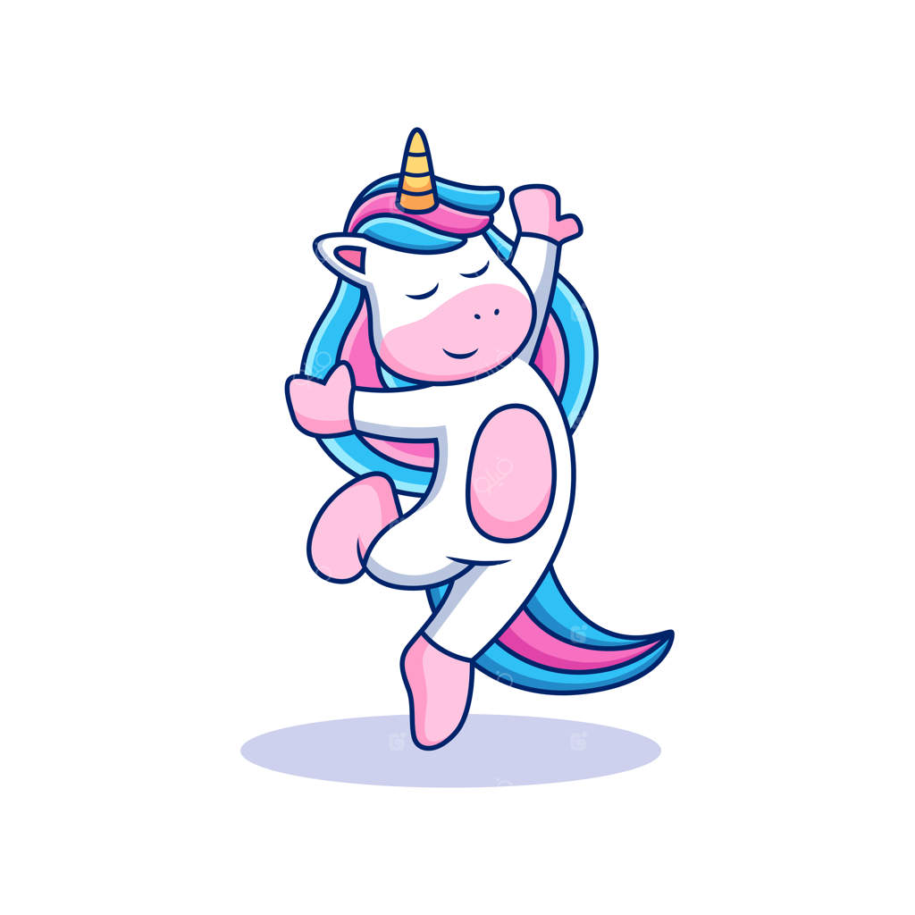 کارتون تک‌شاخ خوشحال در حالت بامزه