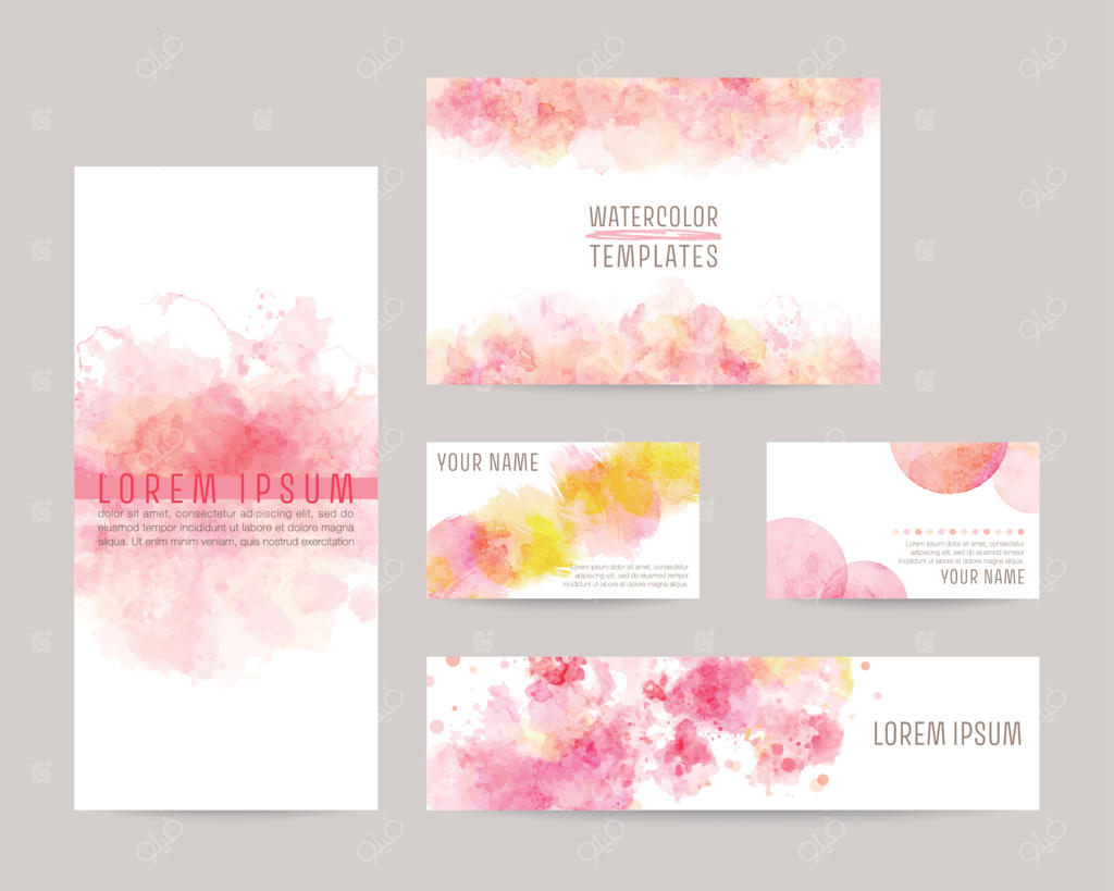 قالب‌های پس‌زمینه وکتور آبرنگی: طرح صورتی برای جلد بروشور، کارت، کارت ویزیت و بنر