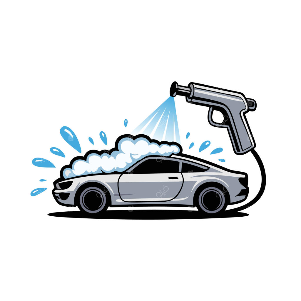 شستشوی مدرن خودرو با فوم و اسپری آب: نماد خدمات تمیزکاری و نگهداری حرفه‌ای یا خانگی خودرو