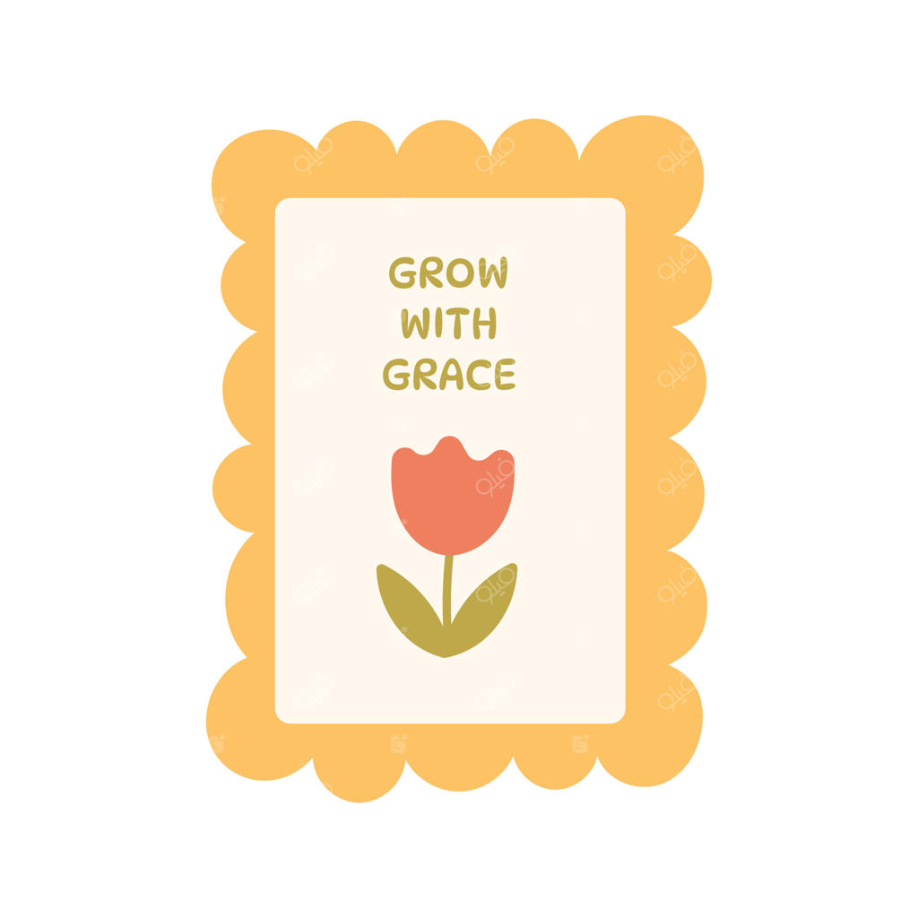 کارت گل‌دار "رشد کن با آرامش" در قاب دالبُردار