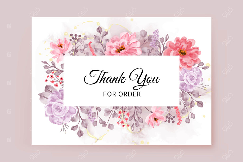 کارت تشکر با قاب گل‌های زیبا