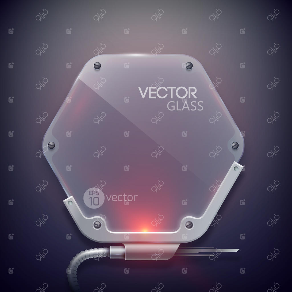 پس‌زمینه هندسی انتزاعی با شیء شش‌ضلعی شیشه‌ای الکتریکی