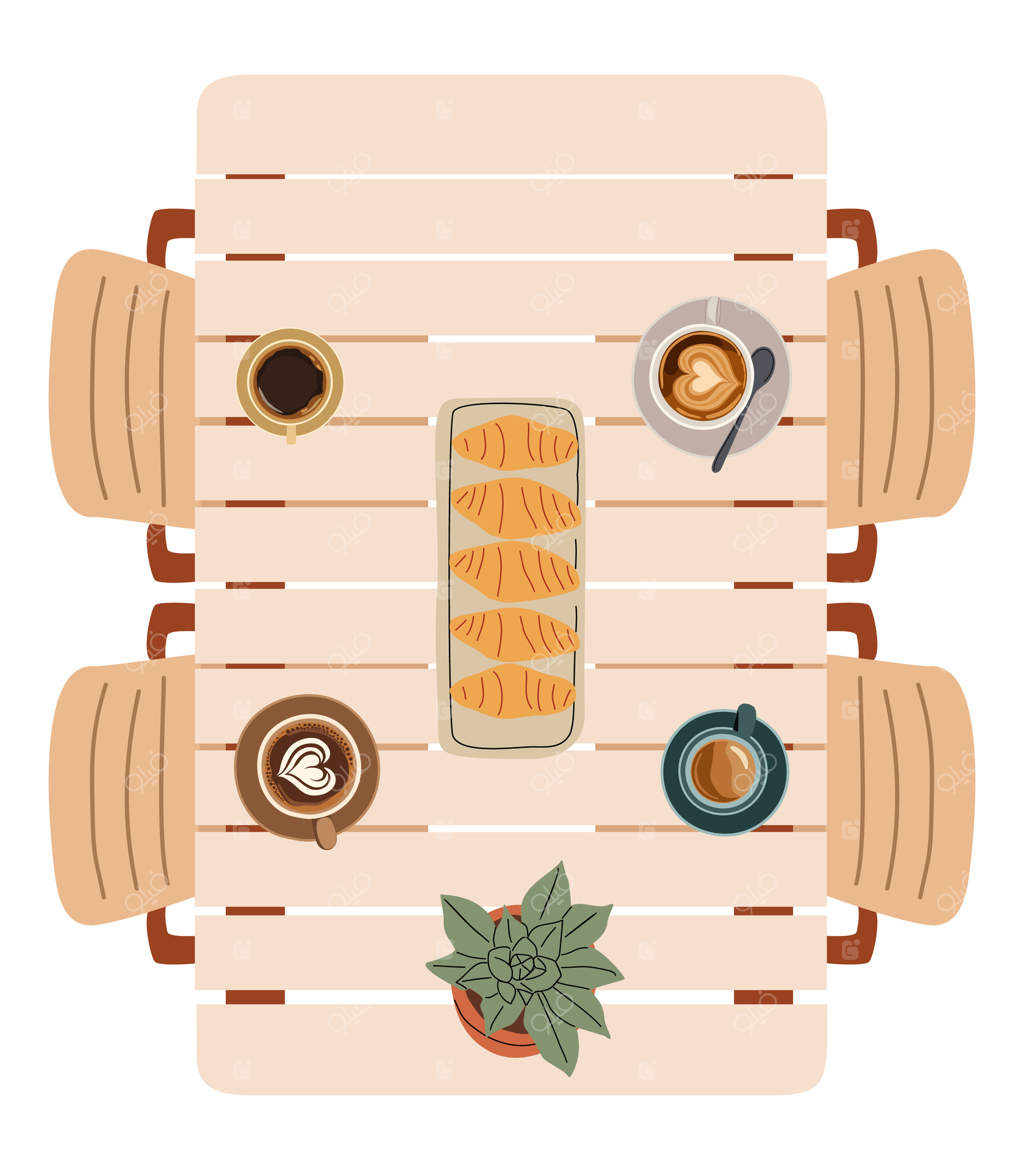 نمای بالا از ست مبلمان رنگارنگ برای حیاط باغ