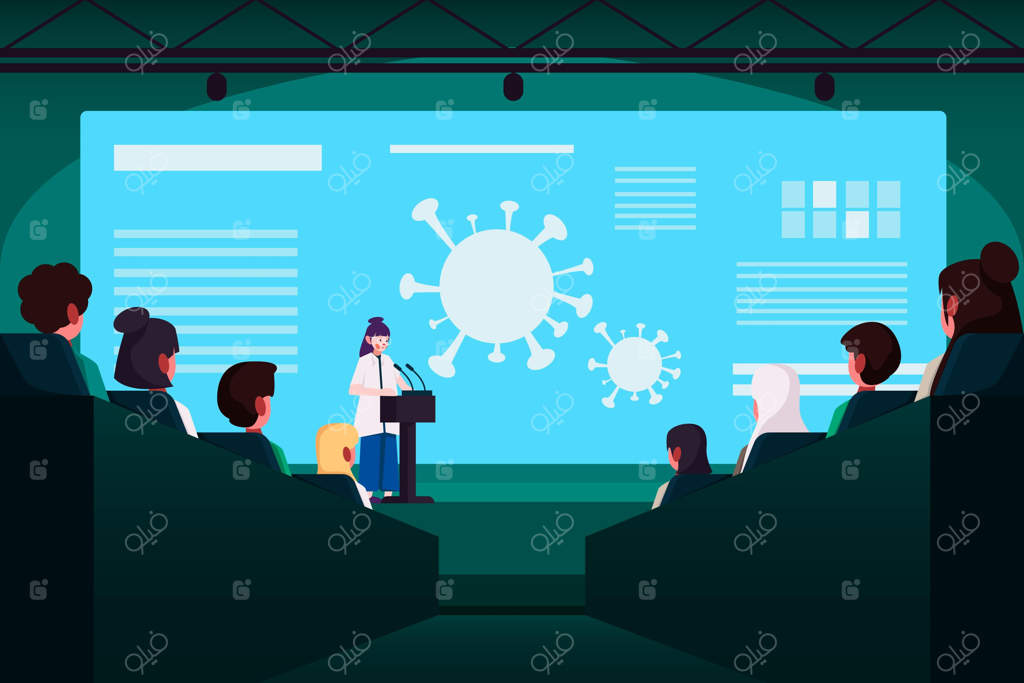 کنفرانس پزشکی با تصویرسازی ویروس