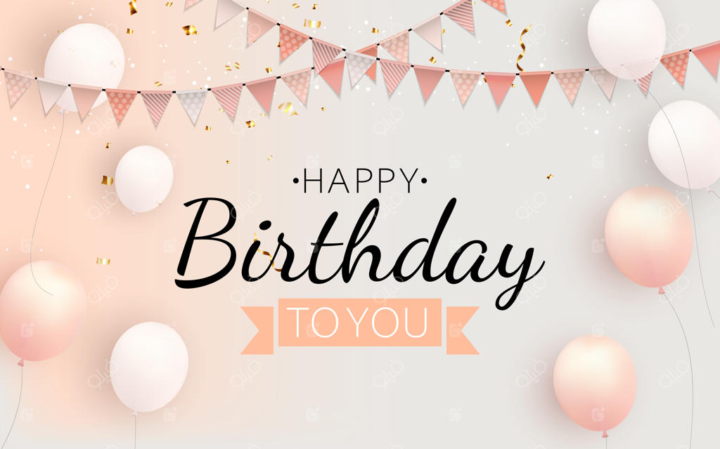 تصویر پس‌زمینه‌ی بادکنک‌های براق و رنگی با نوشته‌ی تولدت مبارک