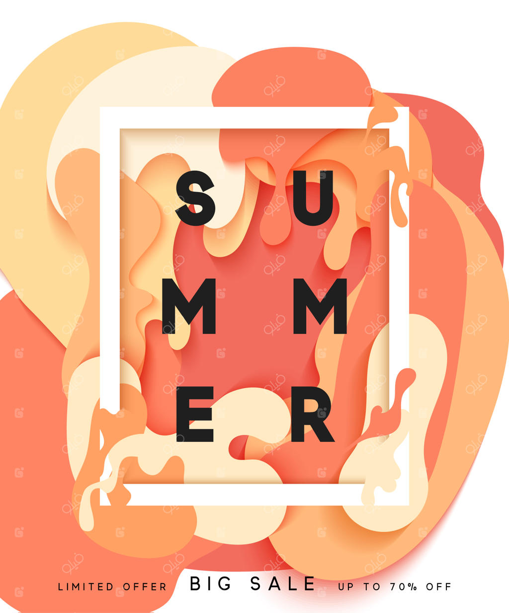 پس‌زمینه‌ای روشن و تابستانی به سبک رنگ مبهم بر روی کاغذ. پوستر تابستانی