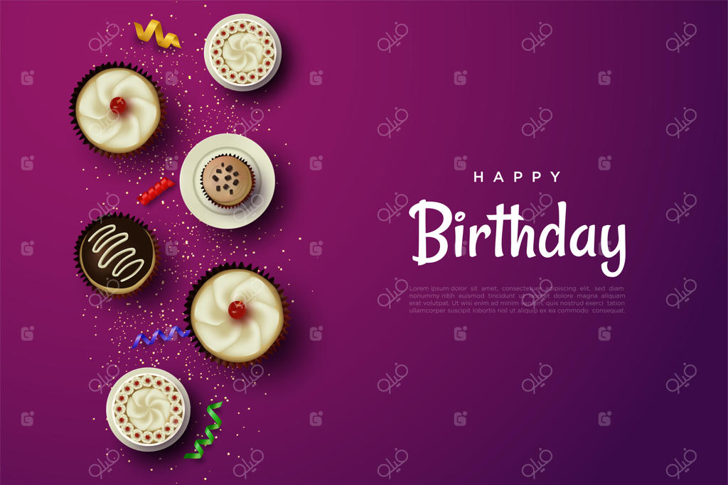 تصویر پس‌زمینه تولد با طراحی کیک خوشمزه