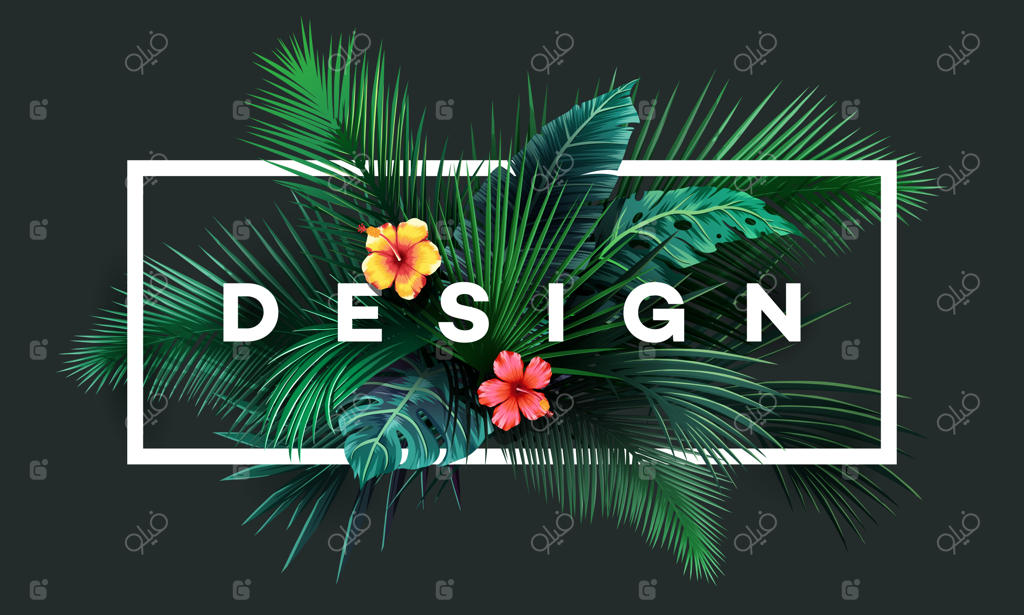 پس‌زمینه گرمسیری درخشان با گیاهان جنگلی - پترن جذاب با برگ‌های نخل.