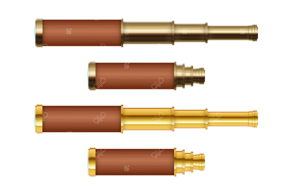 تصویر مجموعه دوربین تک چشمی بر روی پس‌زمینه سفید