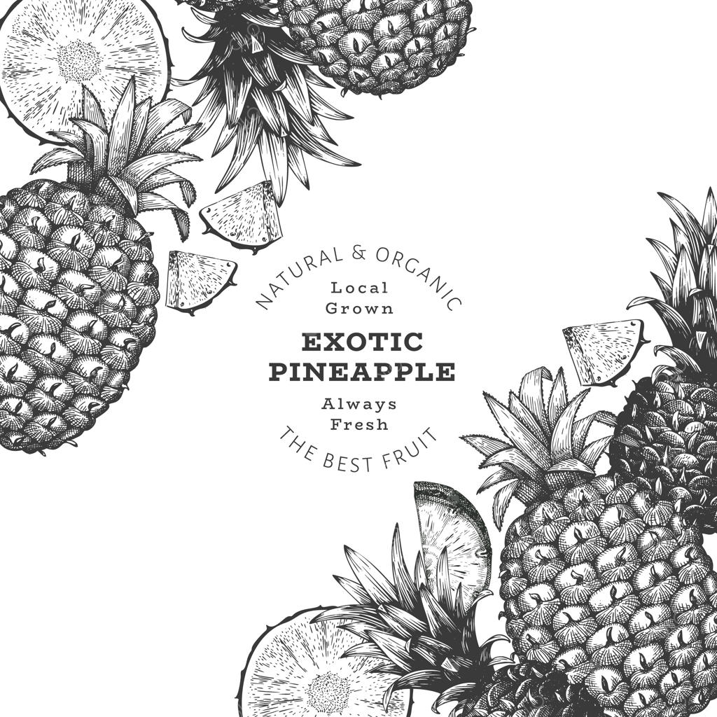 بنر آناناس با طرح دست‌کشیده