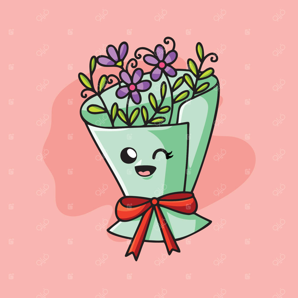 دسته گل گل‌های بامزه - تصویرسازی گل‌های دوست‌داشتنی