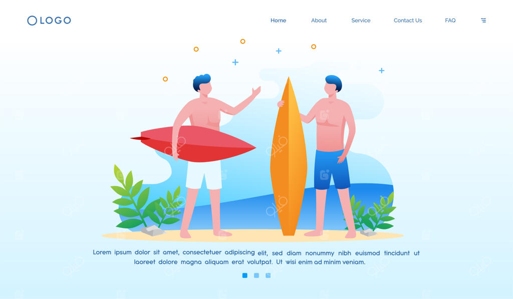 تصویرسازی صفحه فرود سایت تعطیلات