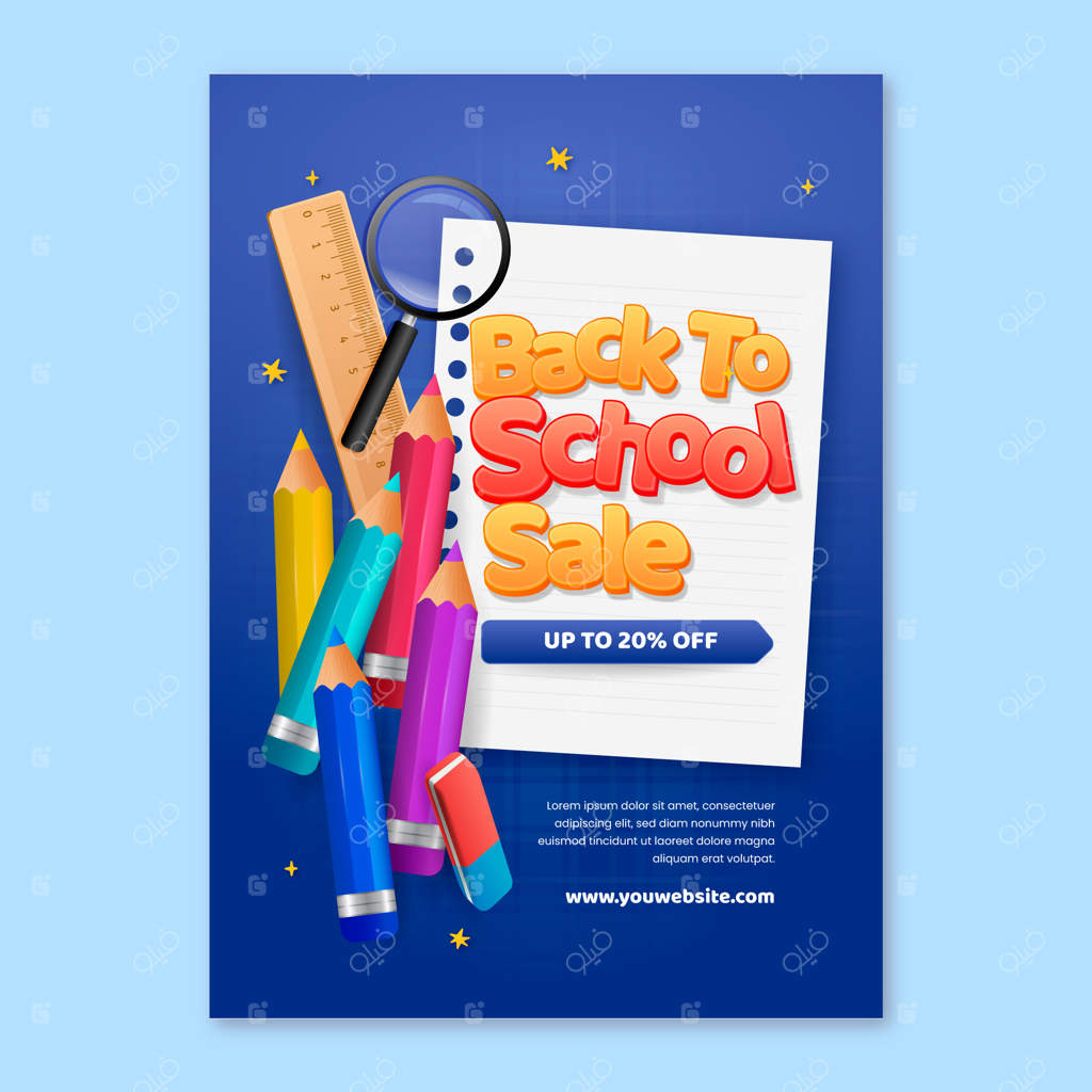 قالب پوستر عمودی برای فصل بازگشت به مدرسه