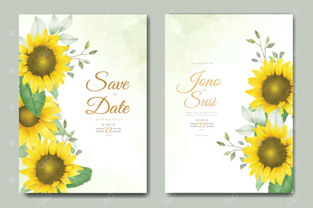 کارت دعوت عروسی با طرح گل آفتابگردان