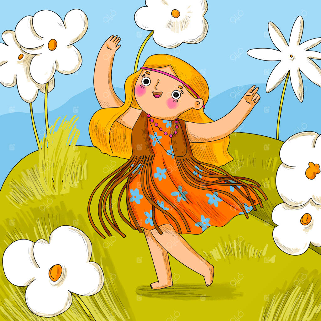 تصویر سازی کارتونی هیپی دست ساز