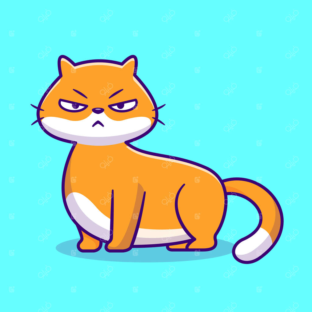 تصویر وکتور بامزه گربه عصبانی. آیکون حیوانات و طبیعت، وکتور ویژه و جداگانه