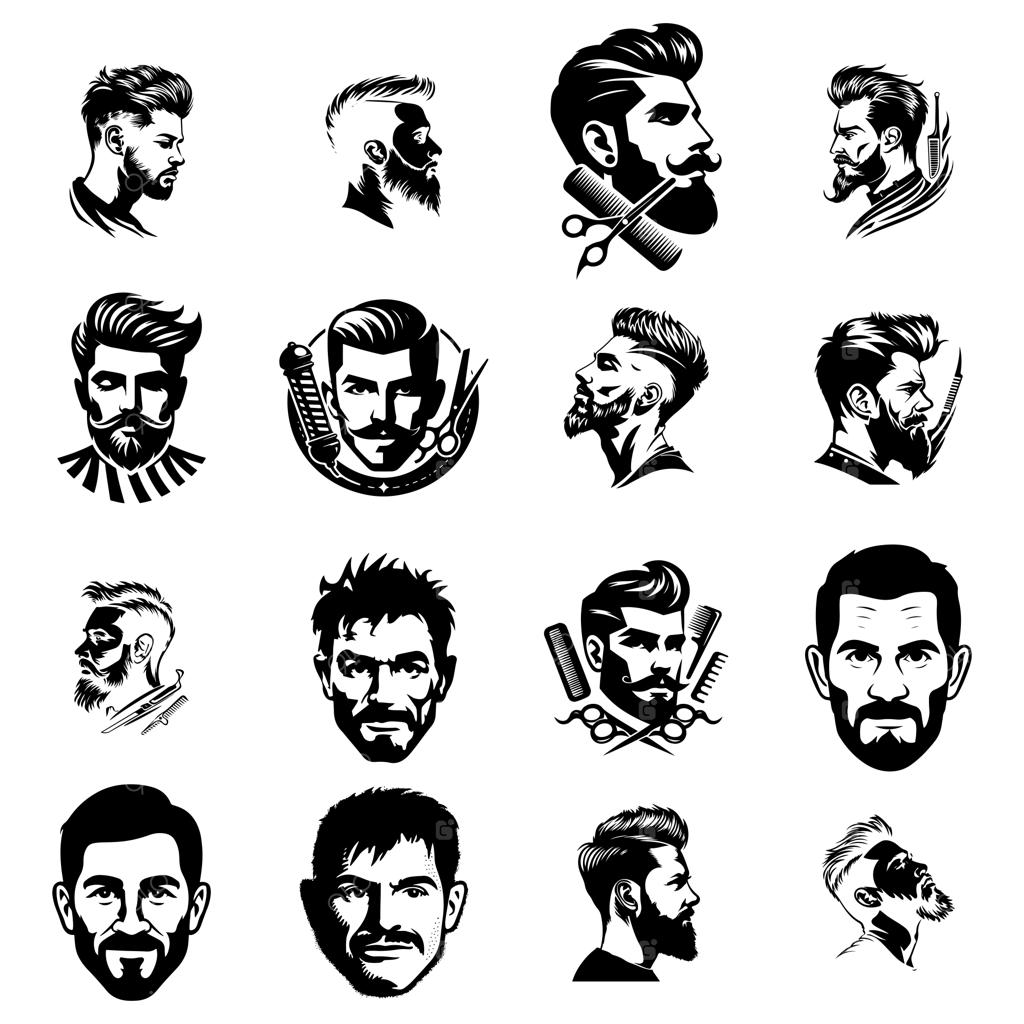 مجموعه طرح وکتور سیلوئت آرایشگری