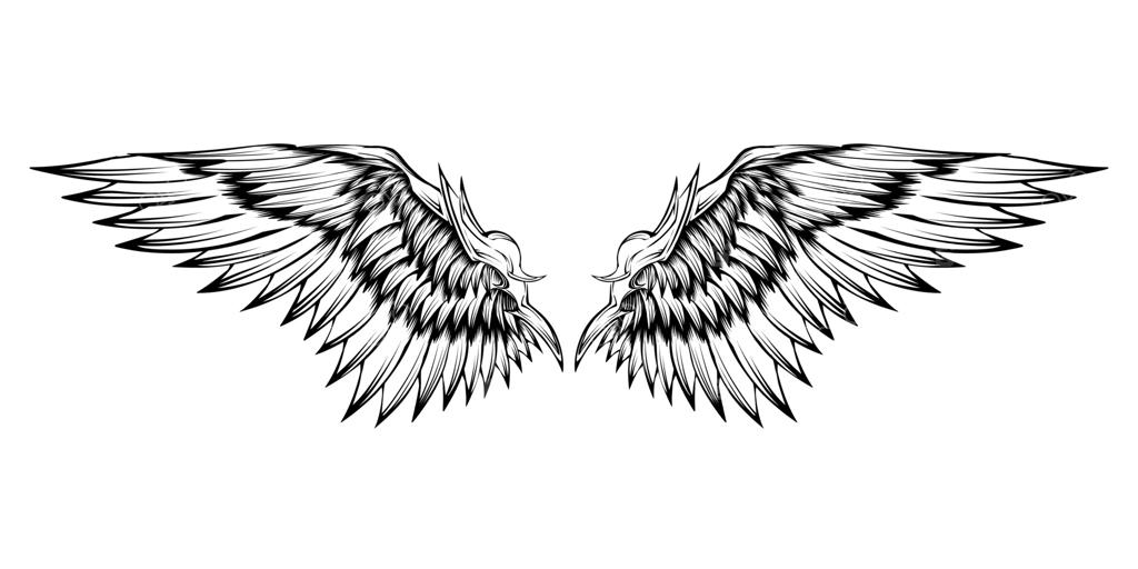 طرح وکتور تاتو ترایبال بال فرشته با استایل وینتیج