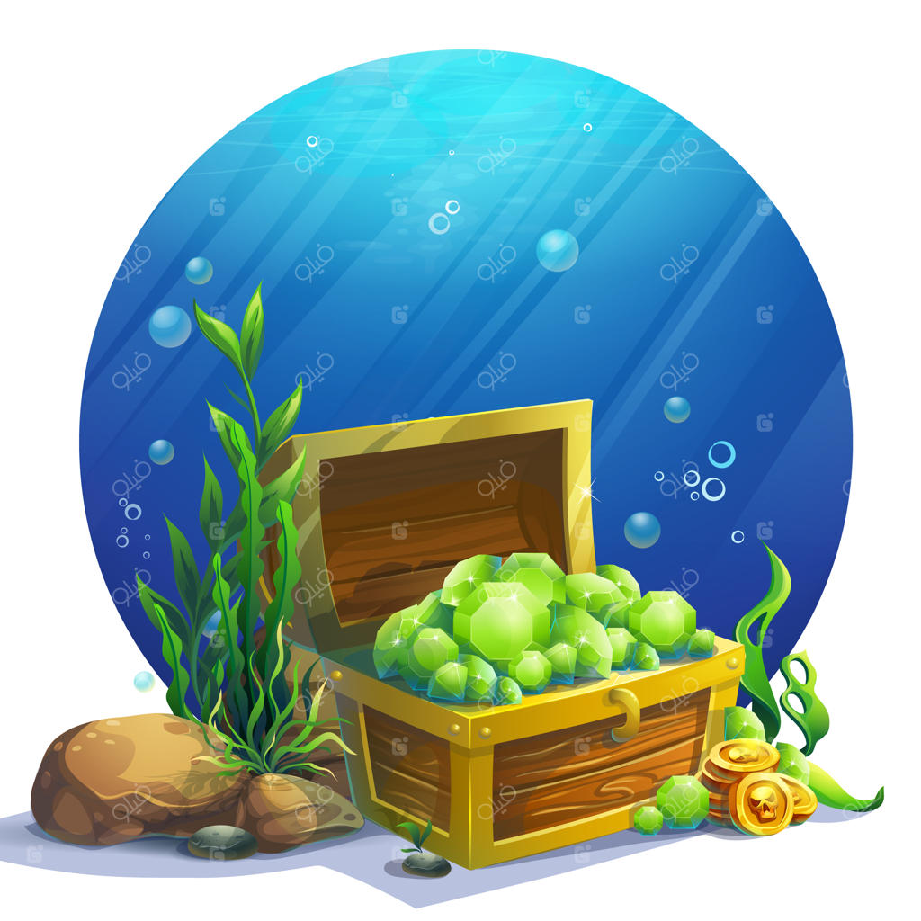 تصویر خلاقانه صندوق گنج با زمردها