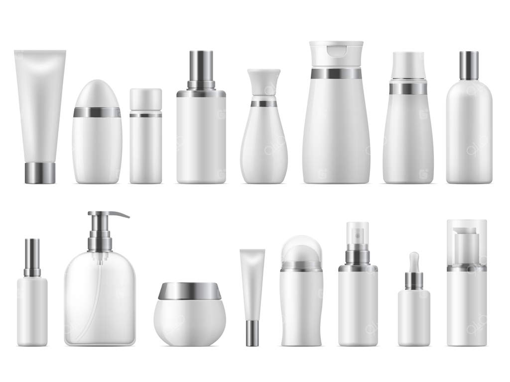 بسته‌بندی واقع‌گرایانه لوازم آرایشی: طراحی بطری مراقبت پلاستیکی سفید، مناسب برای محصولات زیبایی و مراقبتی در اسپا.