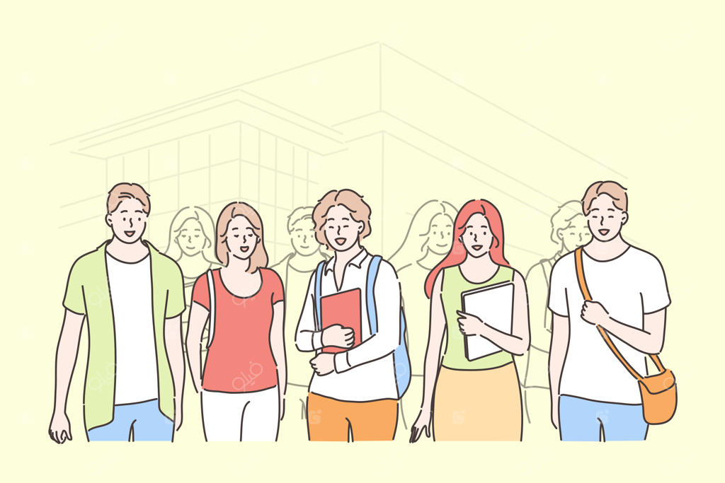 مفهوم تحصیل، مطالعه، دوستی، ملاقات و دانشگاه