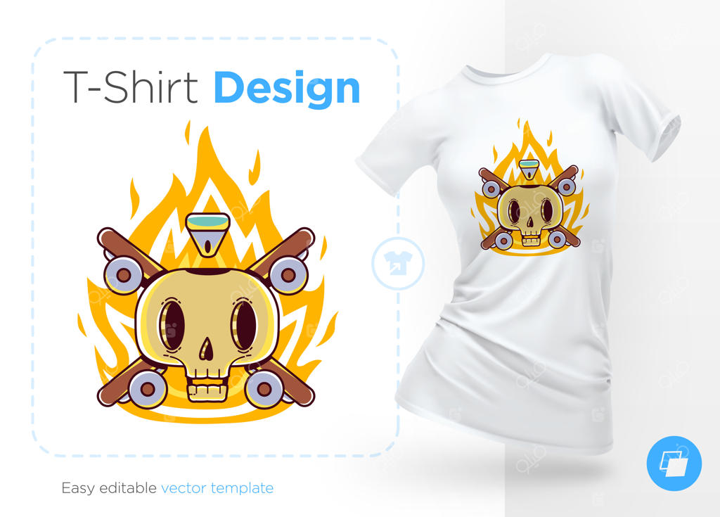 طرح پیراهن با طرح تصویر خنده‌دار اسکیت‌باز اسکلت