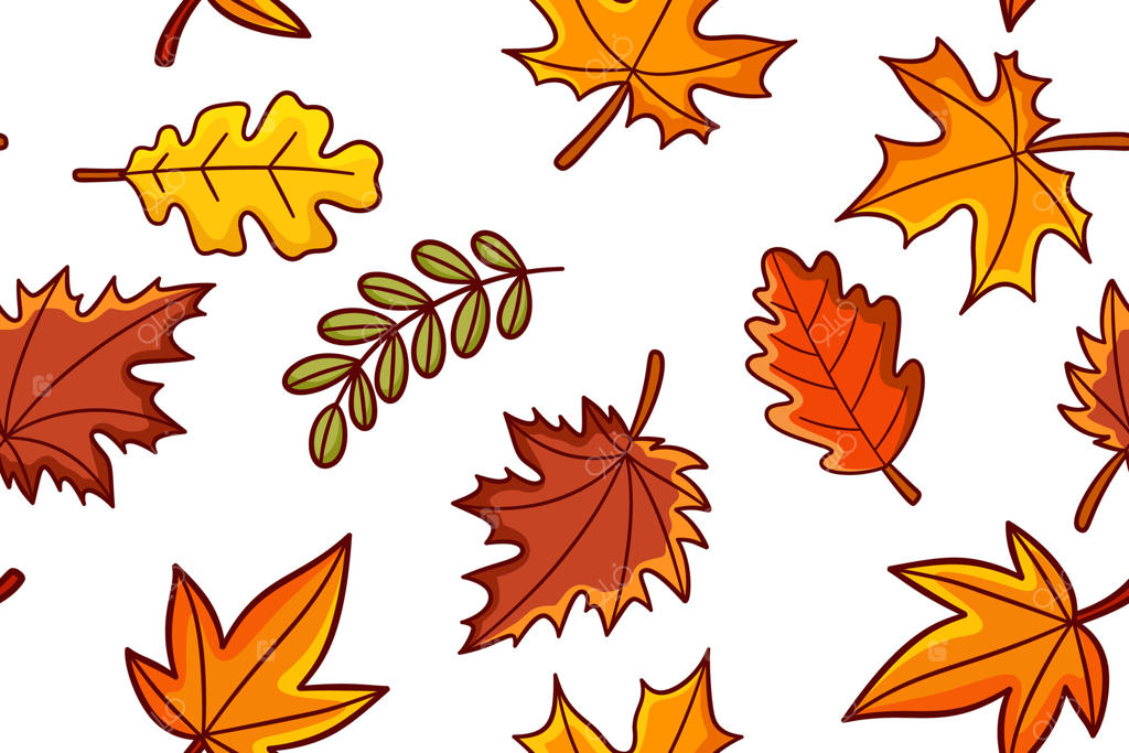 پترن یکپارچه برگ‌های پاییزی بر روی زمینه سفید