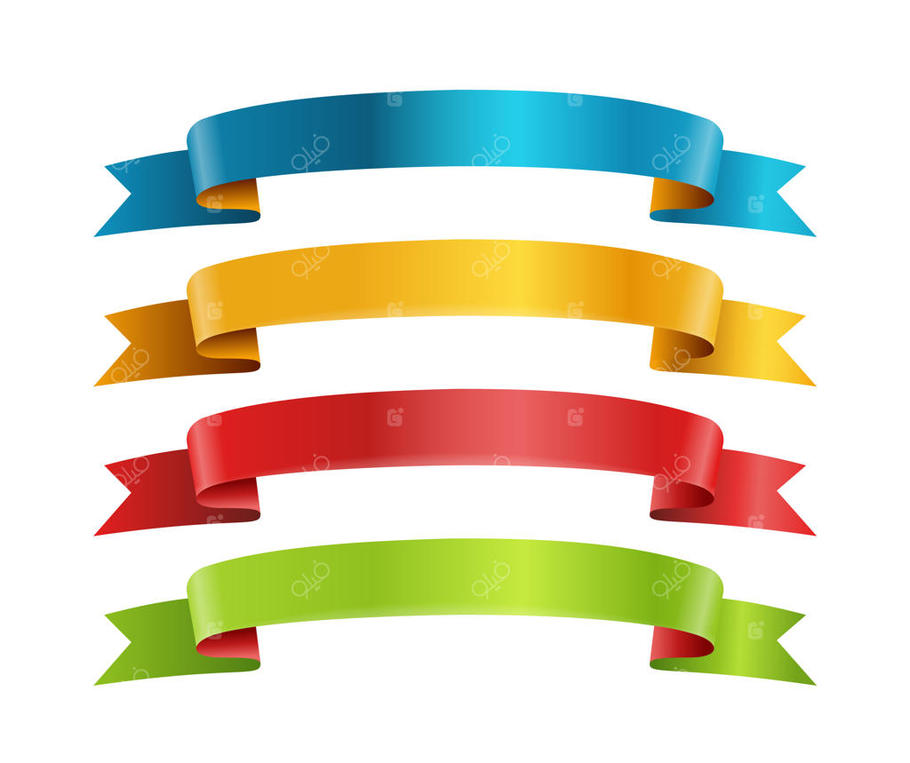 مجموعه وکتور روبان‌های رنگی متفاوت - قالبی برای متن - مجموعه بنرها مجزا بر روی زمینه سفید