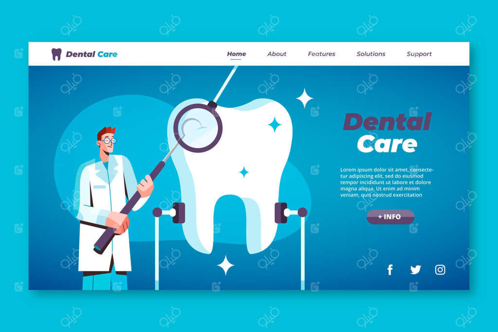 قالب صفحه فرود مسطح برای مراقبت دندانپزشکی