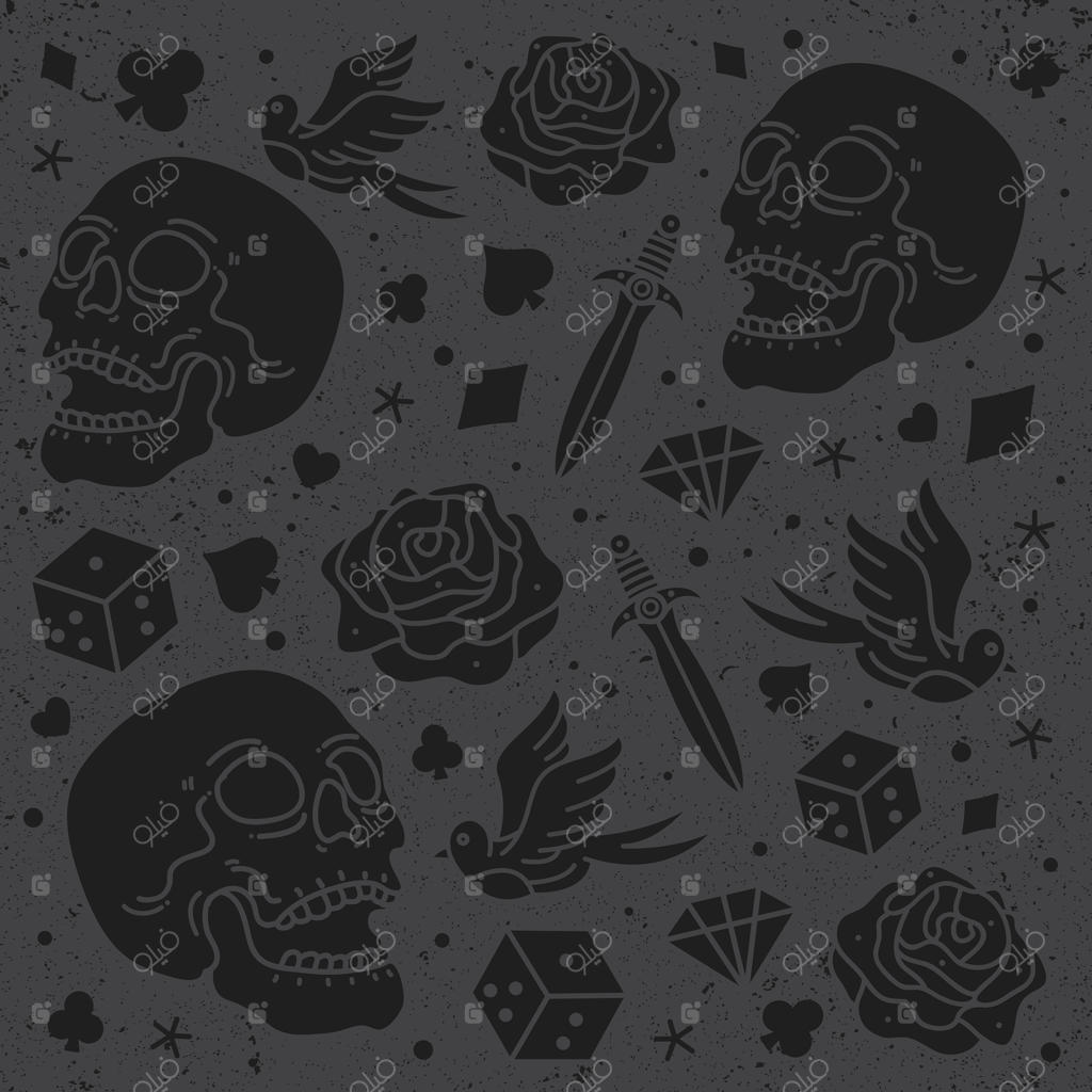 طرح پترن وکتور جمجمه