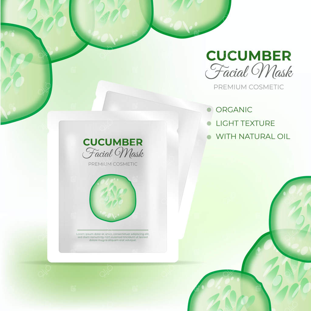 تبلیغ ماسک ورقه‌ای خیار با جلوه واقعی