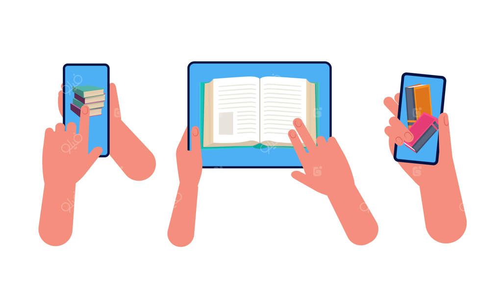 کتابخانه آنلاین: مفهوم آموزش خودآموزی با گوشی هوشمند و تبلت در دست
