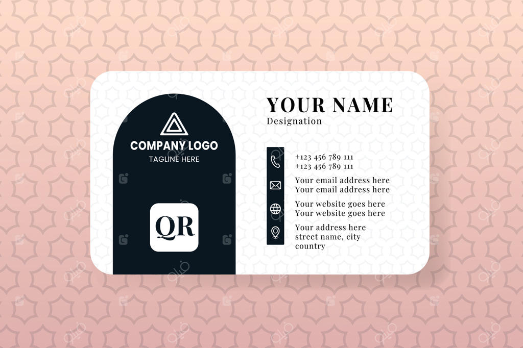 کارت ویزیت مدرن با لوگو و کد کیوآر شرکت