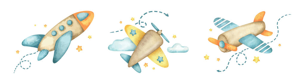 تصاویر زیبای آبرنگی از هواپیماها و موشک‌ها - نسخه حرفه‌ای وکتور