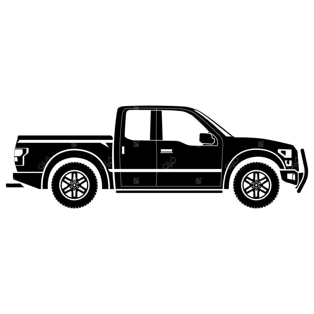 تصویر وکتور نمای جانبی پیکاپ با پس‌زمینه شفاف PNG