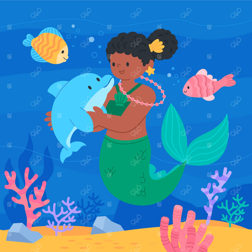 طرح دستی پری دریایی سیاهپوست